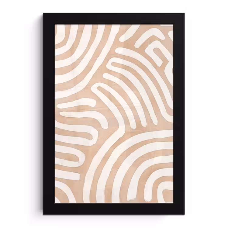 Beige - Aardspatroon fotolijst zwart zonder passe partout klein -3d