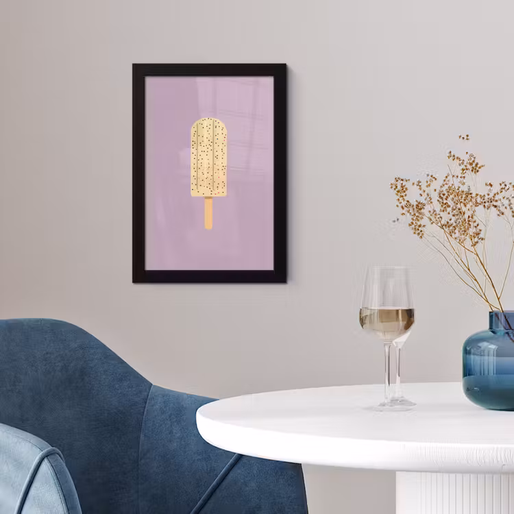 Beige - Ijsje - Spikkels fotolijst zwart zonder passe partout klein -sfeer4