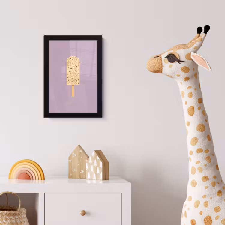 Beige - Ijsje - Spikkels fotolijst zwart zonder passe partout klein -usfeer4_kinderkamer