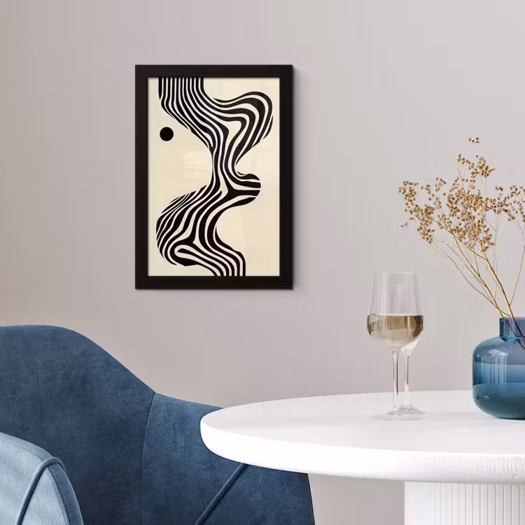 Beige - Lijnen - Golvend - Abstract fotolijst zwart zonder passe partout klein -sfeer4