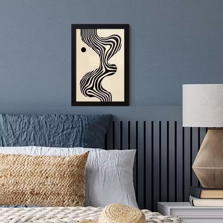 Beige - Lijnen - Golvend - Abstract fotolijst zwart zonder passe partout klein -sfeer3