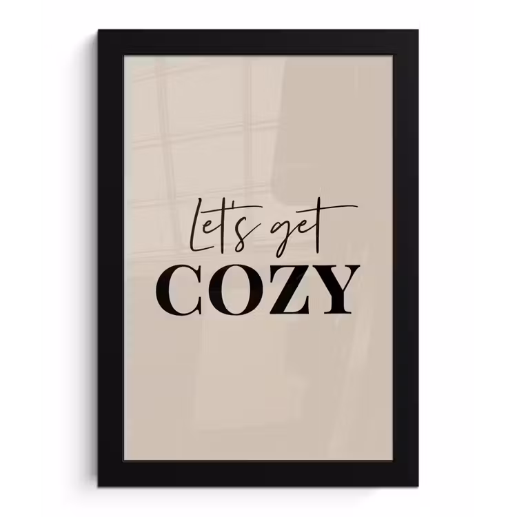 Beige - Winter - Quote - Cozy fotolijst zwart zonder passe partout klein -3d