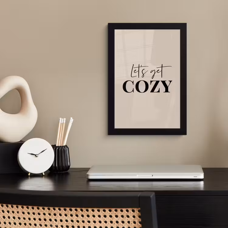 Beige - Winter - Quote - Cozy fotolijst zwart zonder passe partout klein -sfeer1
