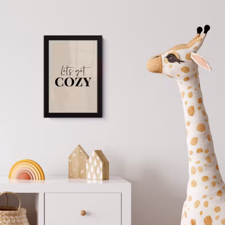 Beige - Winter - Quote - Cozy fotolijst zwart zonder passe partout klein -usfeer4_kinderkamer