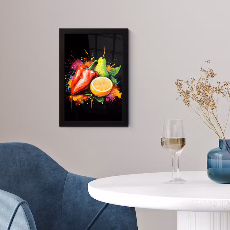 Paprika - Peer - Citroen - Graffiti - Verf - Abstract fotolijst zwart zonder passe partout klein -sfeer4