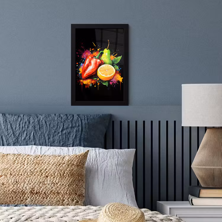 Paprika - Peer - Citroen - Graffiti - Verf - Abstract fotolijst zwart zonder passe partout klein -sfeer3