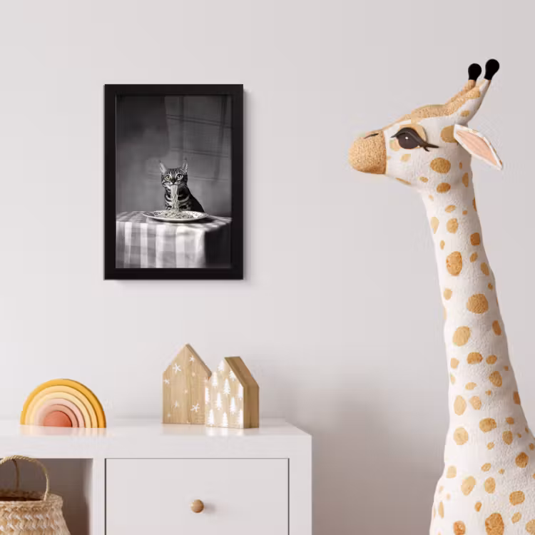 Bengaal - Kat - Tafelkleed - Zwart - Wit - Dier fotolijst zwart zonder passe partout klein -usfeer4_kinderkamer