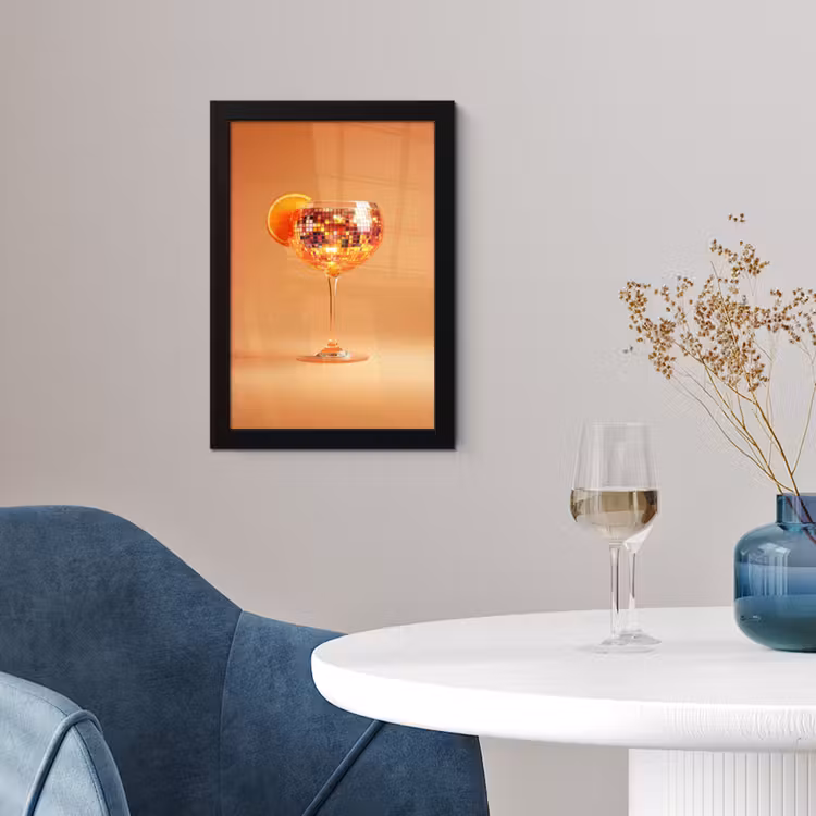 Drank - Oranje - Glitter - Disco fotolijst zwart zonder passe partout klein -sfeer4