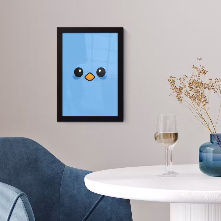 Vogel - Blauw - Eenvoudig fotolijst zwart zonder passe partout klein -sfeer4