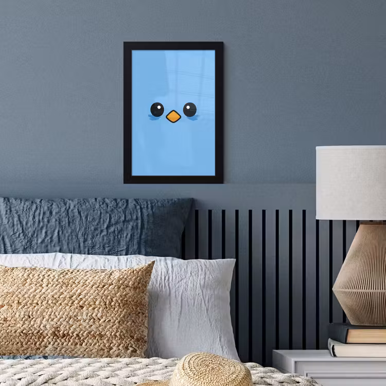 Vogel - Blauw - Eenvoudig fotolijst zwart zonder passe partout klein -sfeer3