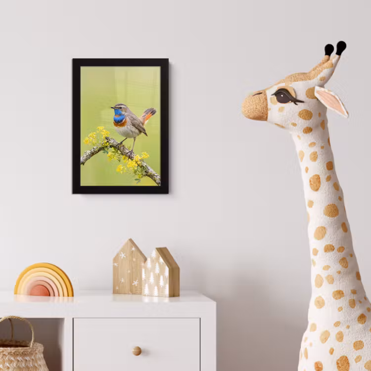 Vogel - Tak - Natuur - Kleurrijk fotolijst zwart zonder passe partout klein -usfeer4_kinderkamer