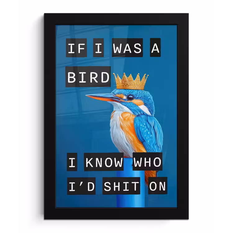 Vogel - Decoratie - Ijsvogel - Blauw fotolijst zwart zonder passe partout klein -3d