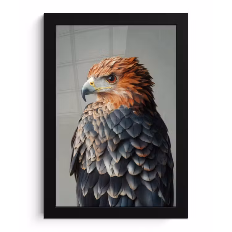 Vogel - Realistisch - Veren - Bruin fotolijst zwart zonder passe partout klein -3d