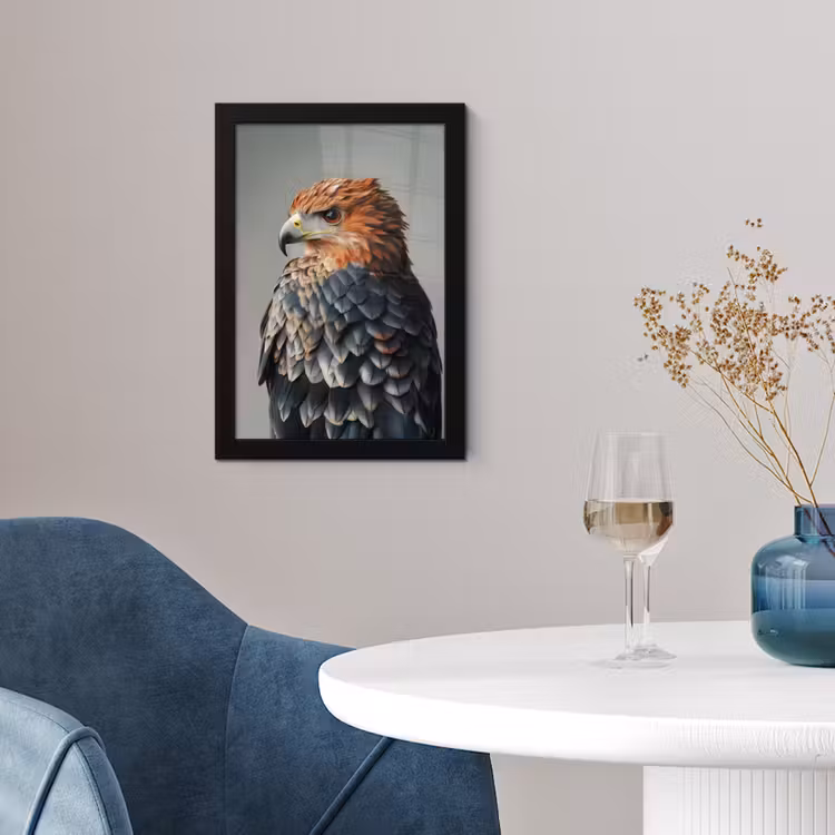 Vogel - Realistisch - Veren - Bruin fotolijst zwart zonder passe partout klein -sfeer4
