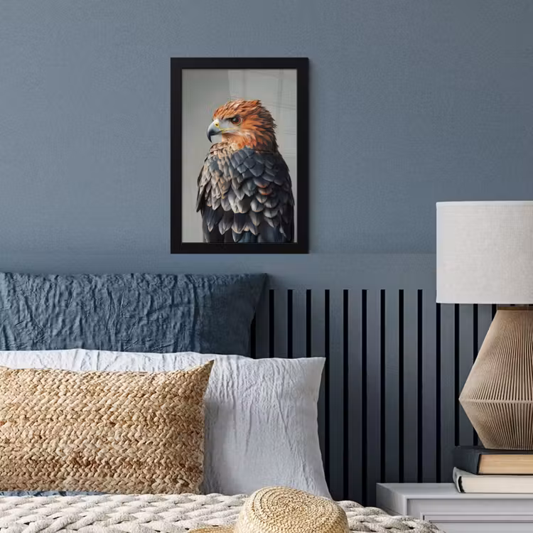 Vogel - Realistisch - Veren - Bruin fotolijst zwart zonder passe partout klein -sfeer3