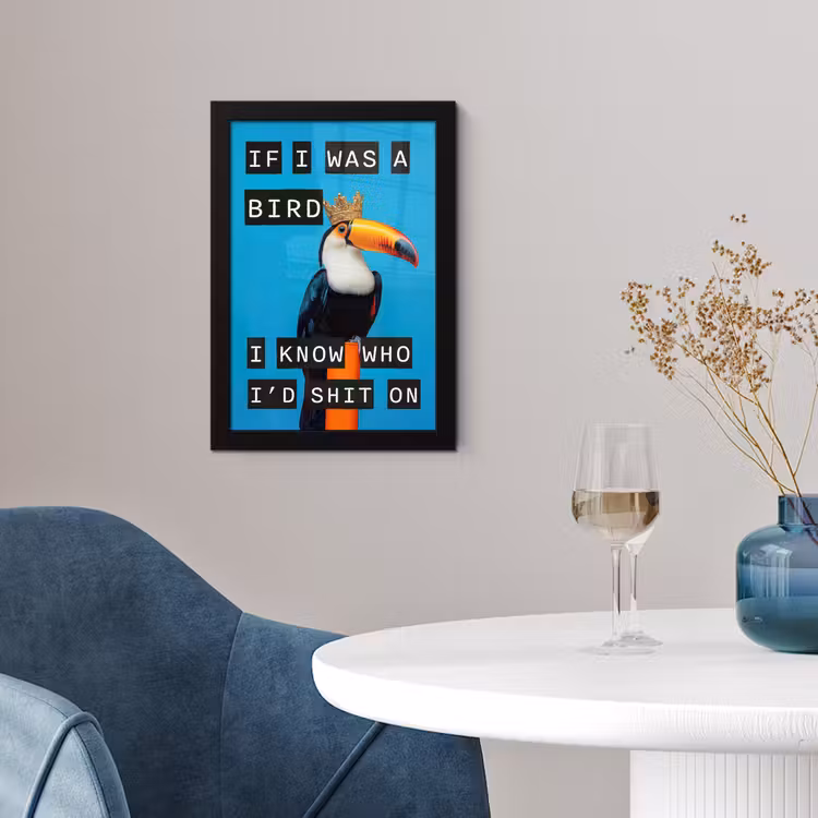 Vogel - Toekan - Blauw - Quotes fotolijst zwart zonder passe partout klein -sfeer4