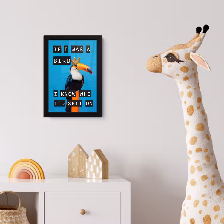 Vogel - Toekan - Blauw - Quotes fotolijst zwart zonder passe partout klein -usfeer4_kinderkamer
