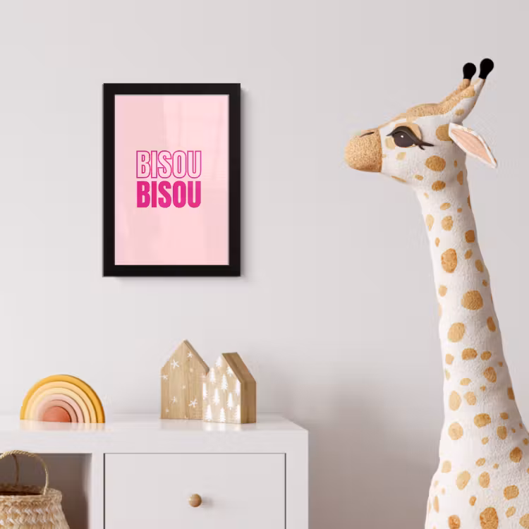 Bisou - Roze - Minimalistisch fotolijst zwart zonder passe partout klein -usfeer4_kinderkamer