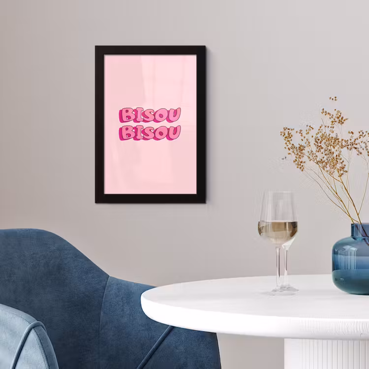 Bisou - Roze - Schaduw fotolijst zwart zonder passe partout klein -sfeer4