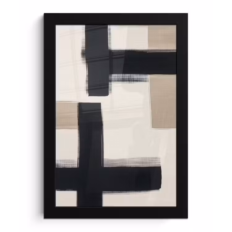 Zwart - Abstract - Japandi fotolijst zwart zonder passe partout klein -3d