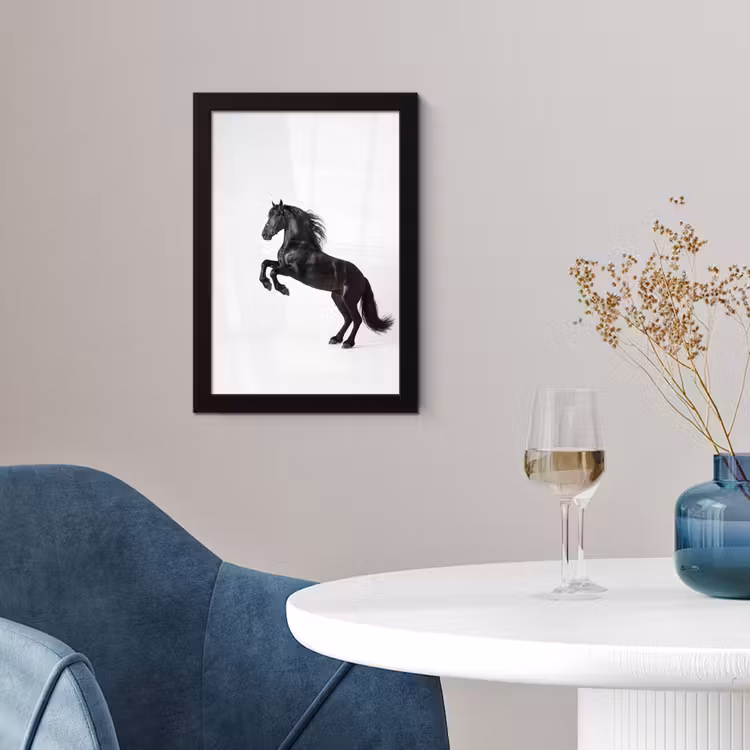 Zwart - Paard - Portret fotolijst zwart zonder passe partout klein -sfeer4