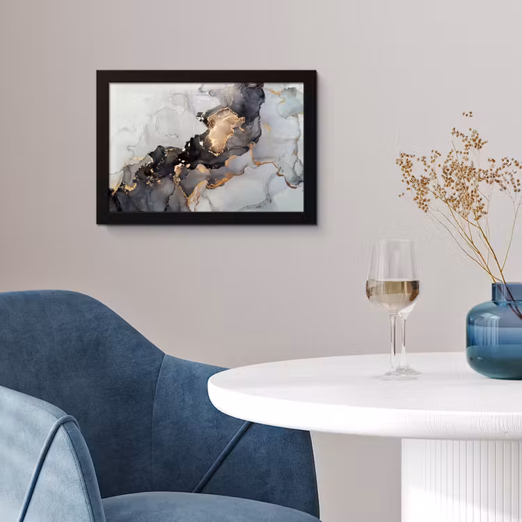 Zwart - Marmer - Luxe - Goud fotolijst zwart zonder passe partout klein -sfeer4