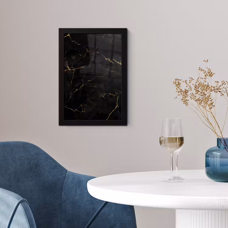 Zwart marmer - Gouden aders - Klassiek fotolijst zwart zonder passe partout klein -sfeer4