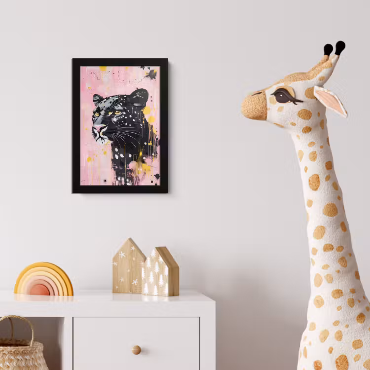Zwart - Panter - Roze - Abstract fotolijst zwart zonder passe partout klein -usfeer4_kinderkamer