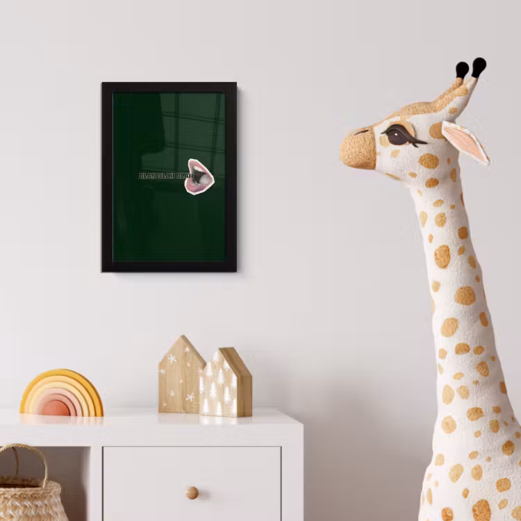 BLAH BLAH BLAH - Mond - Groen fotolijst zwart zonder passe partout klein -usfeer4_kinderkamer