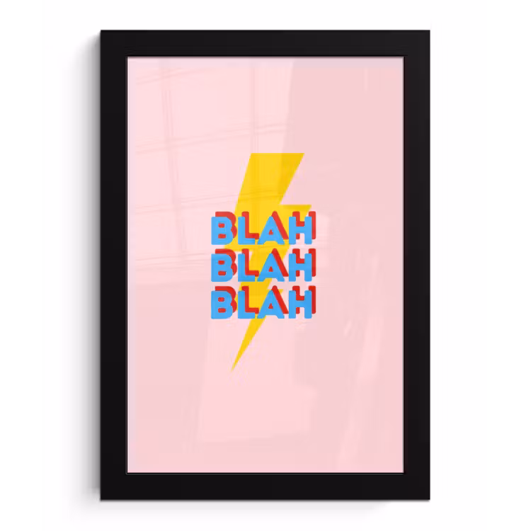 Blah - Bliksem - Roze fotolijst zwart zonder passe partout klein -3d