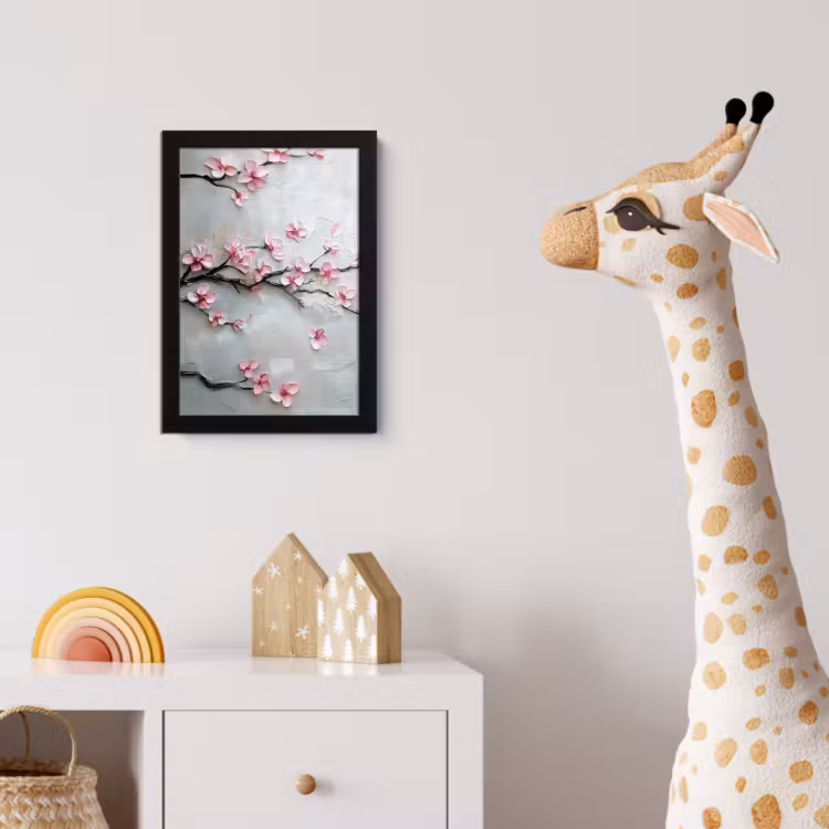 Bloesem - Kunstzinnig - Roze - Sakura fotolijst zwart zonder passe partout klein -usfeer4_kinderkamer