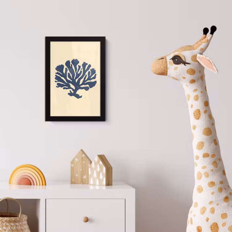 Blauw koraal - Vertakkingen - Beige fotolijst zwart zonder passe partout klein -usfeer4_kinderkamer