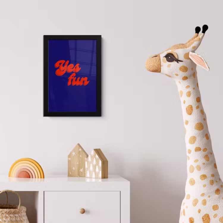 Blauw - Rood - Yes fun - 3D fotolijst zwart zonder passe partout klein -usfeer4_kinderkamer