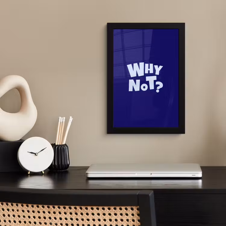 Blauw - Why not - Minimalistisch fotolijst zwart zonder passe partout klein -sfeer1