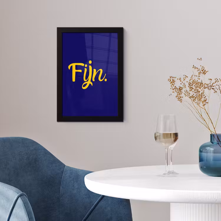Blauw - Geel - Fijn fotolijst zwart zonder passe partout klein -sfeer4