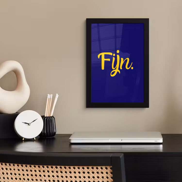 Blauw - Geel - Fijn fotolijst zwart zonder passe partout klein -sfeer1