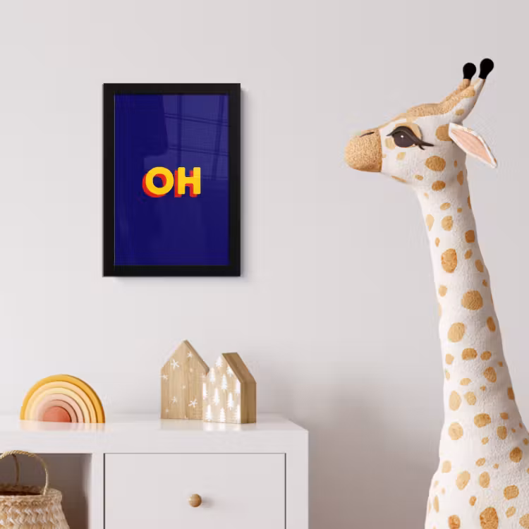 Blauw - Geel - OH - Schaduw fotolijst zwart zonder passe partout klein -usfeer4_kinderkamer