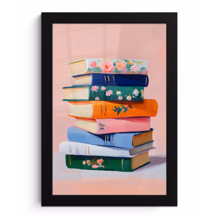 Boeken - Stapel - Kleurrijk fotolijst zwart zonder passe partout klein -3d