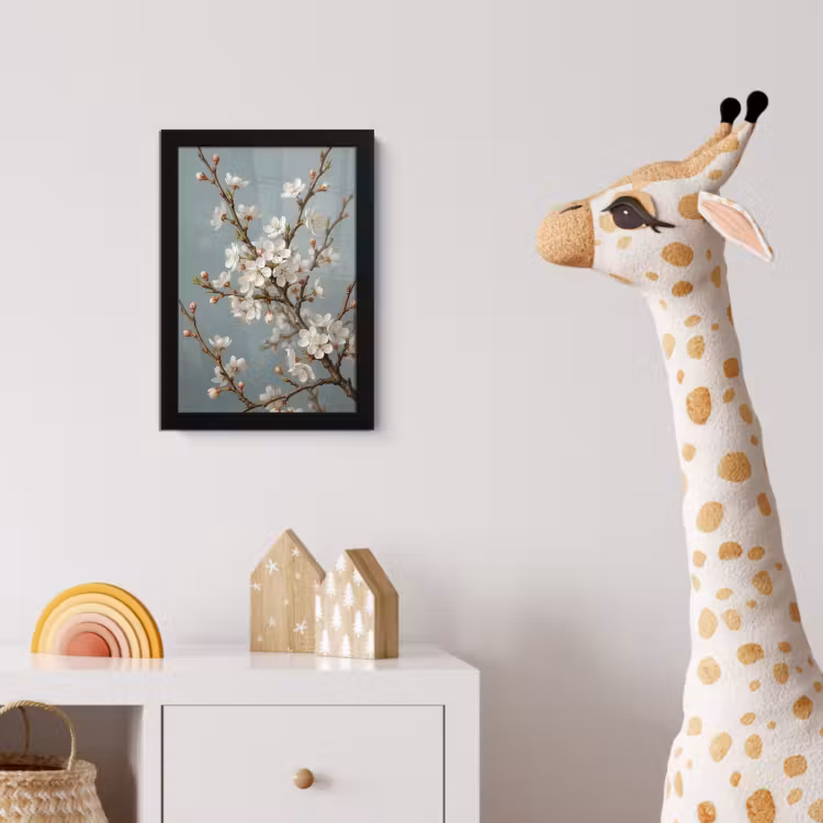 Botanisch - Stilleven - Blauw fotolijst zwart zonder passe partout klein -usfeer4_kinderkamer