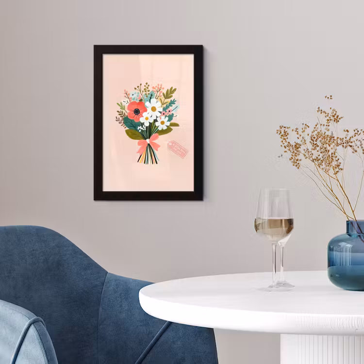 Boeket - Strikje - Kaartje - Quote fotolijst zwart zonder passe partout klein -sfeer4