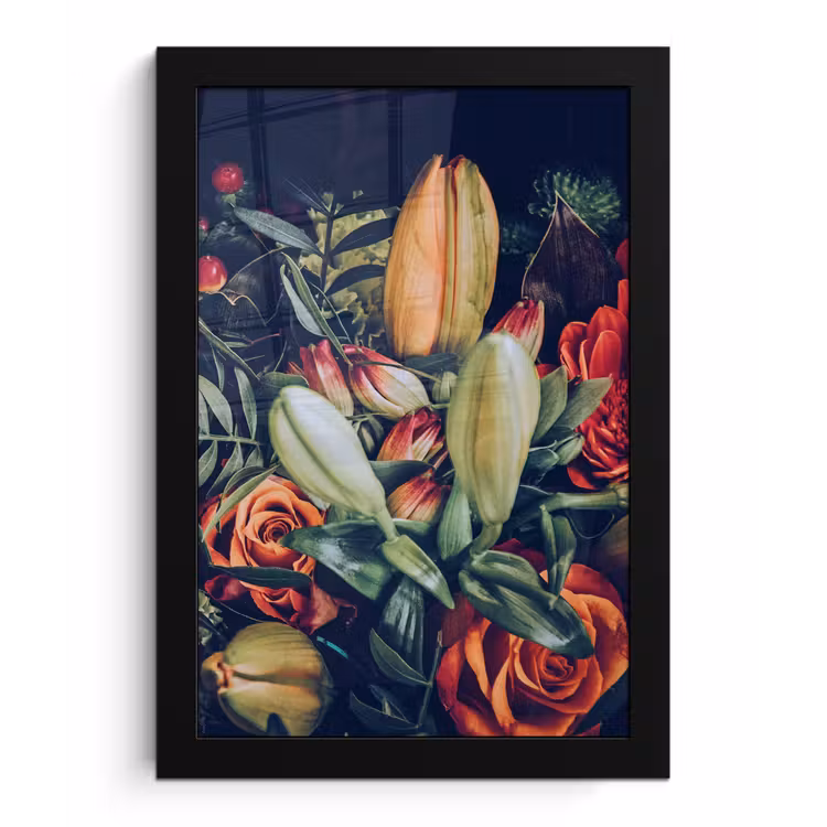 Boeket - Stilleven - Bloemen - Planten - Rood fotolijst zwart zonder passe partout klein -3d