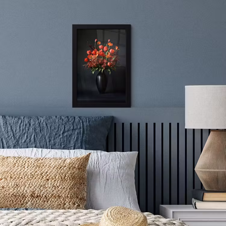 Boeket - Tulpen - Vaas - Rood fotolijst zwart zonder passe partout klein -sfeer3