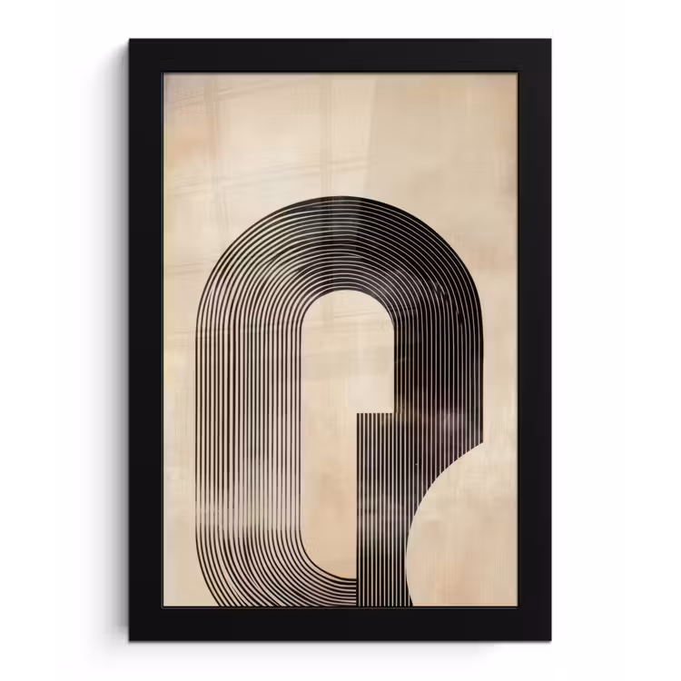 Boog - Strepen - Minimalistisch - Zwart fotolijst zwart zonder passe partout klein -3d