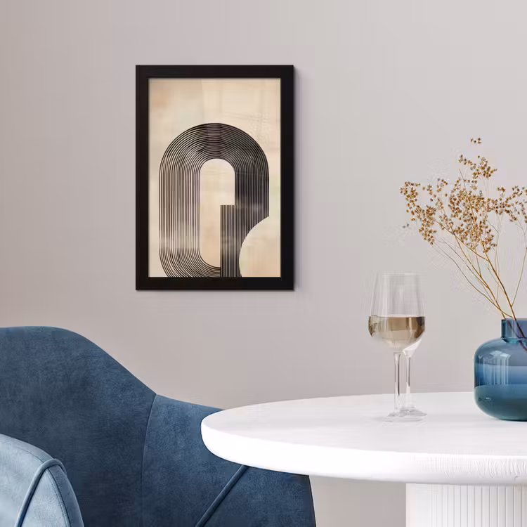 Boog - Strepen - Minimalistisch - Zwart fotolijst zwart zonder passe partout klein -sfeer4
