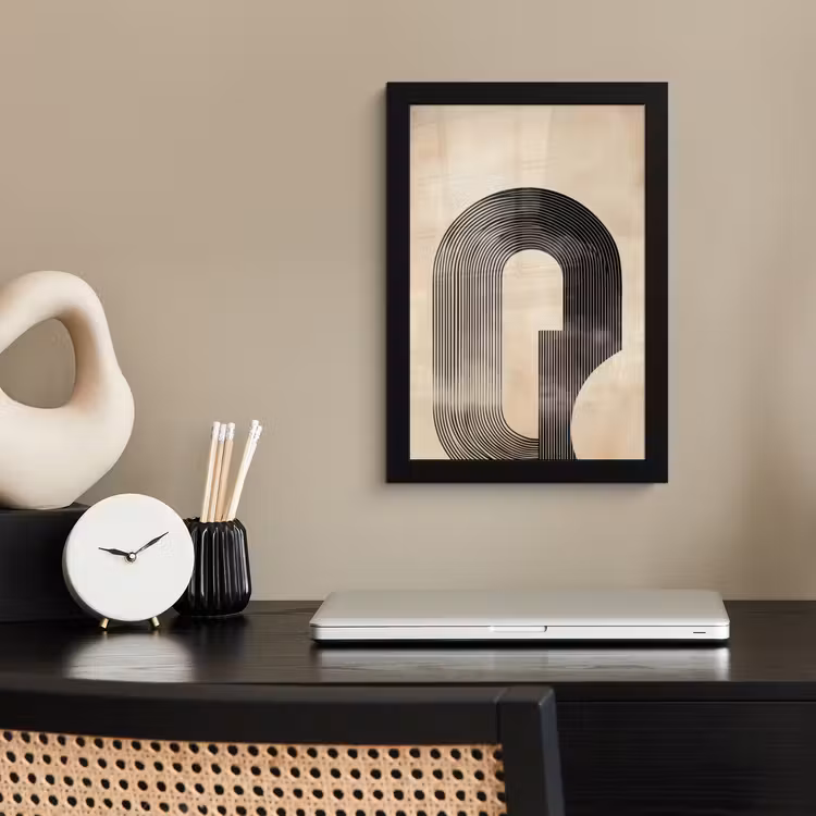 Boog - Strepen - Minimalistisch - Zwart fotolijst zwart zonder passe partout klein -sfeer1