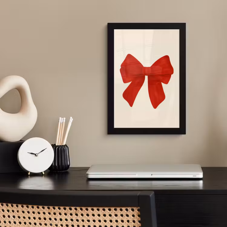 Strik - Symmetrisch - Rood - Lint fotolijst zwart zonder passe partout klein -sfeer1