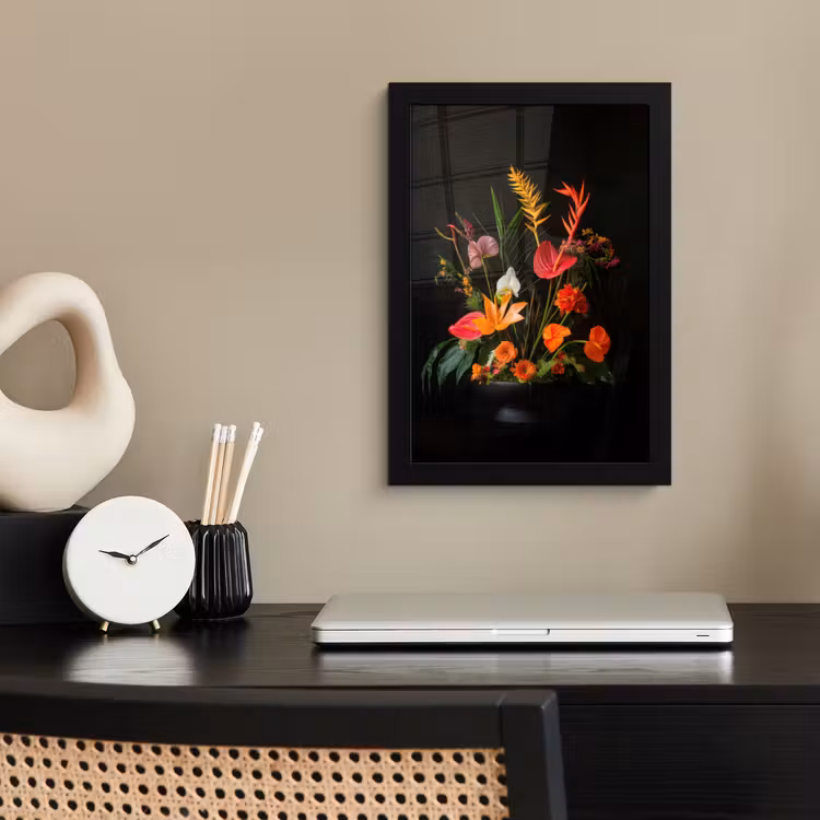 Schaal - Boeket - Bloemen fotolijst zwart zonder passe partout klein -sfeer1