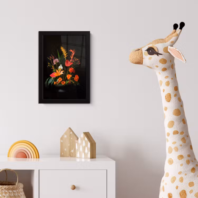 Schaal - Boeket - Bloemen fotolijst zwart zonder passe partout klein -usfeer4_kinderkamer