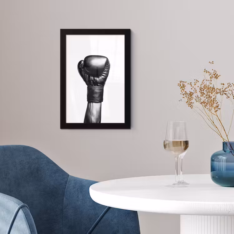 Bokshandschoen - Zwart - Hand fotolijst zwart zonder passe partout klein -sfeer4
