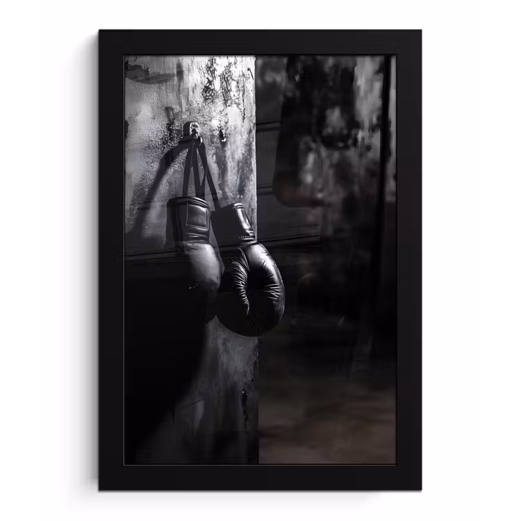 Bokshandschoenen - Muur - Duister - Zwart fotolijst zwart zonder passe partout klein -3d
